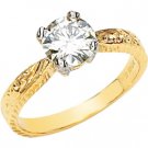 Moissanite Solitaire Engagement Engraved Ring*