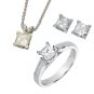 Princess Style Square Brilliant Cut Moissanite Engagement Set