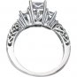 Cathedral Setting Three-Stone Princess Style Moissanite Anniversary Ring