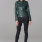 NEW WOMENS LADIES BOTTLE GREEN FAUX LEATHER RACING BIKER 101 JACKET RRP £59