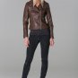 POLAR WHITES WOMENS LADIES BROWN FAUX LEATHER AMILIA R6 BIKER JACKET (RRP £64)