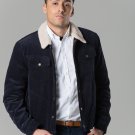 Polar White Men's Navy Western Cord Jacket With Faux Fur Lining
