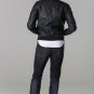 POLAR WHITES MENS BLACK FAUX LEATHER BOMBER JACKET