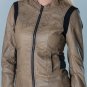 POLAR WHITES WOMENS LADIES BROWN FAUX LEATHER BUCKLE R12 BIKER JACKET