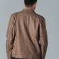 POLAR WHITES MENS COLLARLES BROWN FAUX LEATHER J2 BIKER JACKET