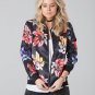 POLAR WHITES FLORAL PRINTED SATIN BOMBER JACKET