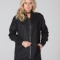 POLAR WHITES ZIP FRONT LONG BLACK MASH BOMBER JACKET