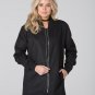 POLAR WHITES ZIP FRONT LONG BLACK MASH BOMBER JACKET