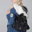 POLAR WHITES BLACK QUILTED FLAP BACKPACK WITH SINGLE ZIP POCKET (STYLE1)