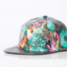 Polar whites mens faux leather floral print  black peak cap, Snapback