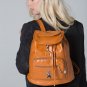 POLAR WHITES DOUBLE ZIPPER FAUX LEATHER TAN BACKPACK (STYLE10)