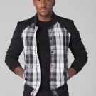 POLAR WHITES MENS CHECKED BUTTON BOMBER JACKET RRP £49.99