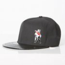 Polar whites mens black faux leather Sneak print peak cap, Snapback