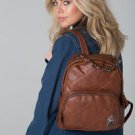 POLAR WHITES BROWN QUILTED BACKPACK WITH ZIP POCKET (STYLE4)
