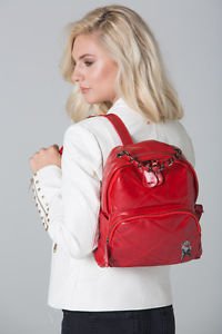 POLAR WHITES RED QUILTED BACKPACK WITH ZIP POCKET (STYLE7)