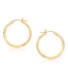 14K Yellow Gold Diamond Cut Hoop Earrings (25mm Diameter)