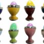 Egg Cups in Glazed Terracotta Silver Trim assorted Colors Hard Boiled Egg Server