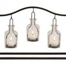 Set of 3 Votive Clear glass bottles in a Wrought Iron Base Holder by Benzara
