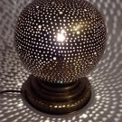Moroccan Small Perforated Metal Brass Sphere Table Lamp Sphere Fes