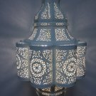 Moroccan Extra Large Hanging Pendant Lantern Lamp White Enamel Carved Iron