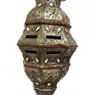 Moroccan Hanging Pendant Lantern in Camel Bone & Carved Embossed Metal Lamp