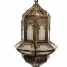 Moroccan Hanging Pendant Lantern Carved Brass Finish Frosted Glass Lamp
