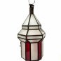 Moroccan Hanging Pendant Lantern Red Stained & Frosted Glass Lamp
