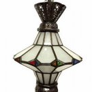 Moroccan Hanging Pendant Lantern Carved Bronze Frosted & Stained Glass Lamp