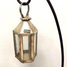 Moroccan Hexagonal Lantern Silver Metal & Glass hanging Votive Lamp Candle Small
