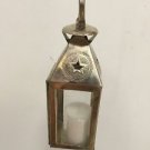 Moroccan Star Lantern Silver Metal & Glass Hanging Votive Lamp Candle Small