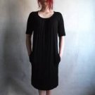 Vintage Black Dress 6 8 Bodycon Shift Stretch Grunge Festival XS S Pockets