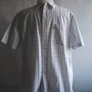 Mens WRANGLER Shirt L White Checked Short Sleeved Large