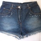 Vintage High Waisted Denim Shorts 10 Blue Diamante Studded High Denim Shorts