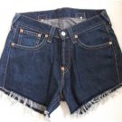 Levi High Waisted Shorts 14/16 Dark Blue 902 Distressed Grunge Vintage Denim