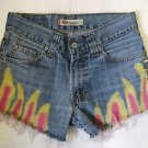 Levi Vtg 10 Red/Yellow Spike Studded High Waisted Denim Shorts 134