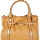 Burberry Authentic Leather Handbag Canvas Lining 'Golderton' Tote Bag -Mid Camel