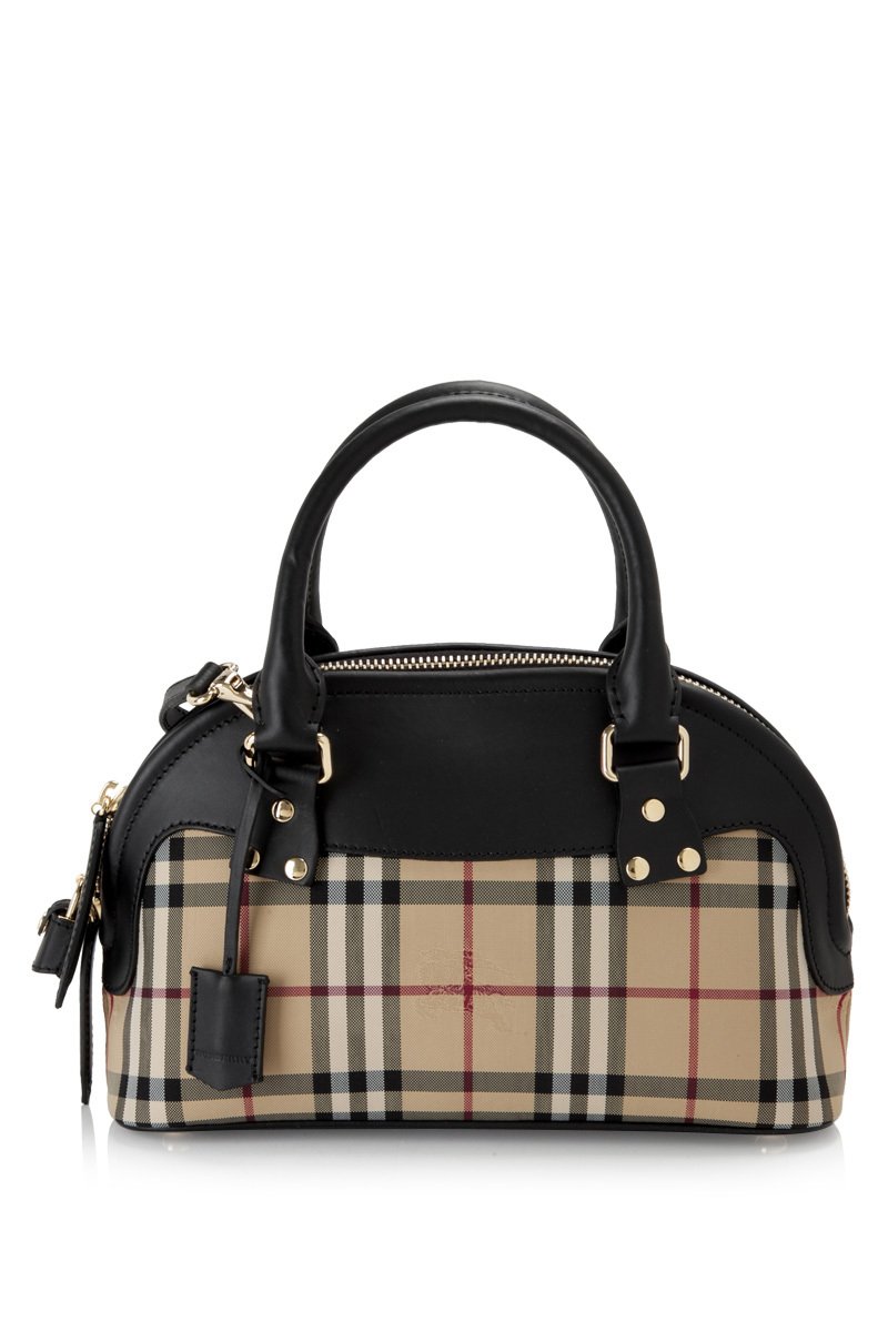 Burberry Authentic Leather Small Horseferry Check Bloomsbury Satchel ...
