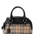 Burberry Authentic Leather Small Horseferry Check Bloomsbury Satchel Handbag