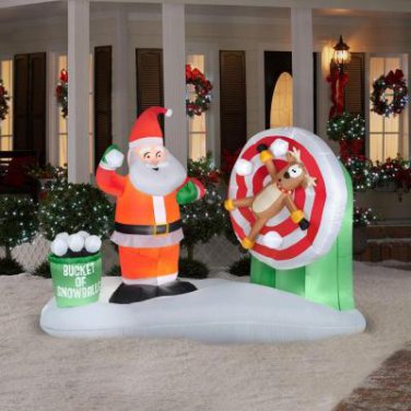 Christmas Holiday Airblown Inflatable Animated Snowball Throwing Scene ...