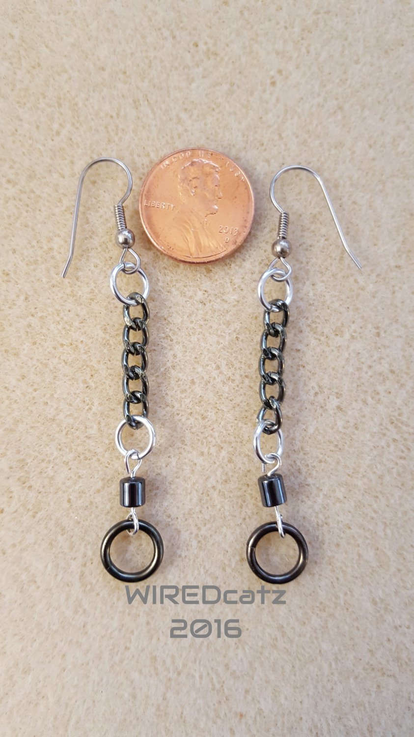 Gunmetal chain earrings