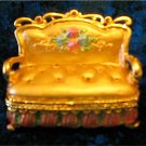 Jeweled Gold Sofa Hinged Trinket Jewelry Box Bejeweled