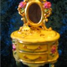 Jeweled Gold Dresser Hinged Trinket Jewelry Box