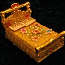 Jeweled Gold Bed Hinged Trinket Jewelry Box Bejeweled