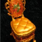 Jeweled Gold Chair Hinged Trinket Jewelry Box Bejeweled
