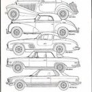 MERCEDES BENZ - Car recognition drawings silhouettes 1935-1981 Coupe models