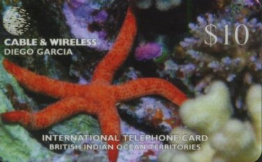 BIOT DIEGO GARCIA Telephone Card Cable & Wireless $10 STARFISH USED / NO AIRTIME