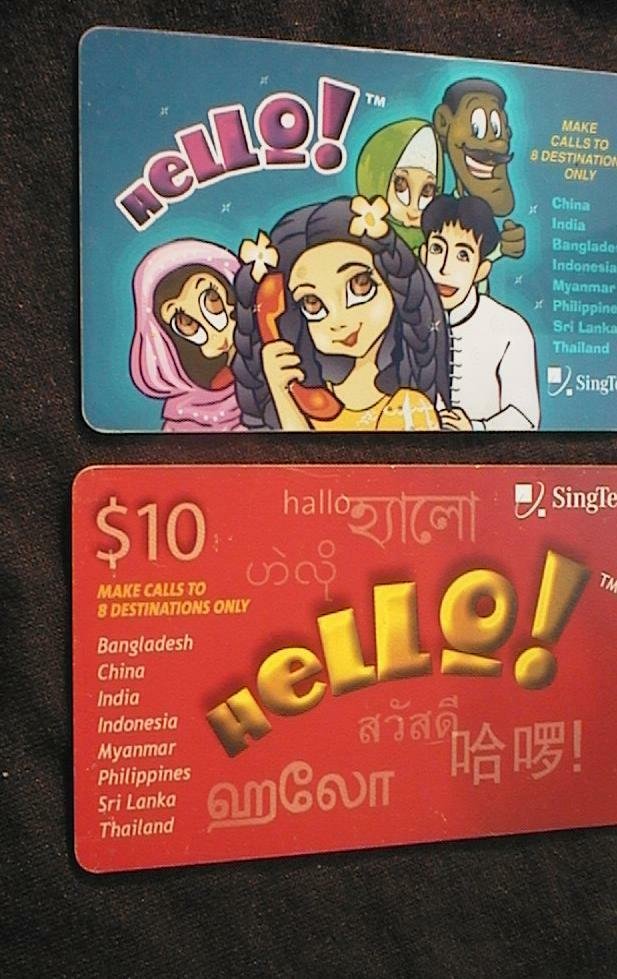 SINGAPORE Telephone card 10 SingTel International Calling cards USED