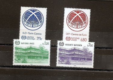 UNITED NATIONS ILO Turin Centre  NY (Scott 443), Geneva (129-30) Vienna (48) MNH