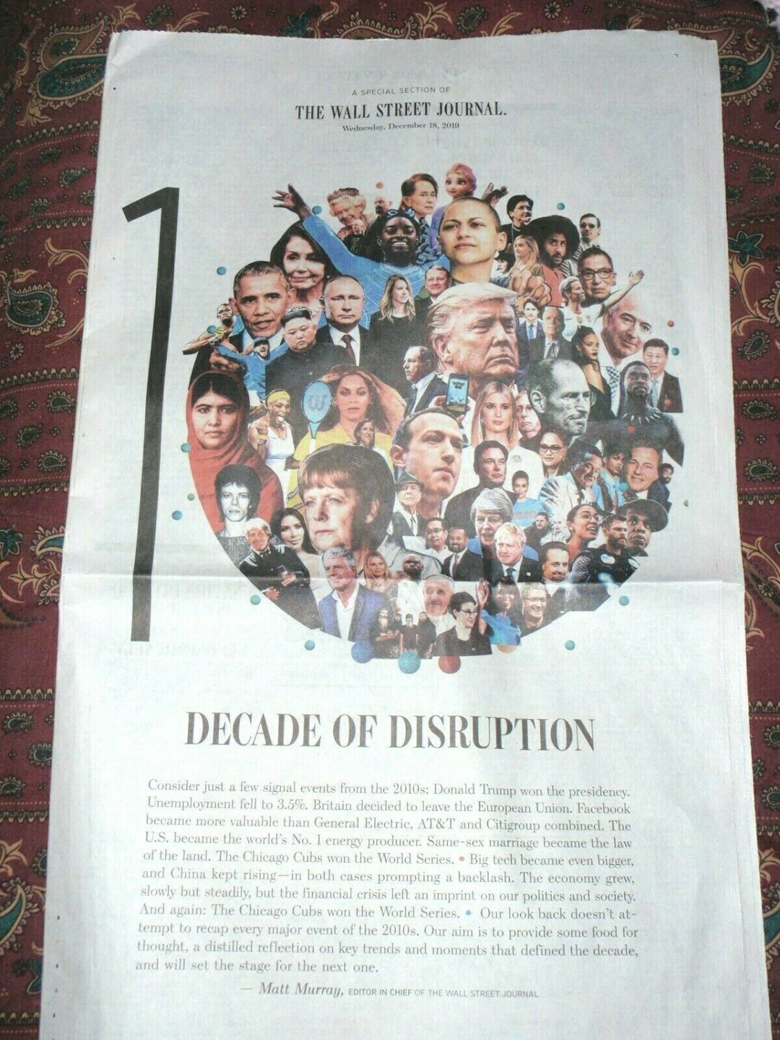 WALL STREET JOURNAL Newspaper Special Section DECADE OF DISRUPTION Dec 18, 2019