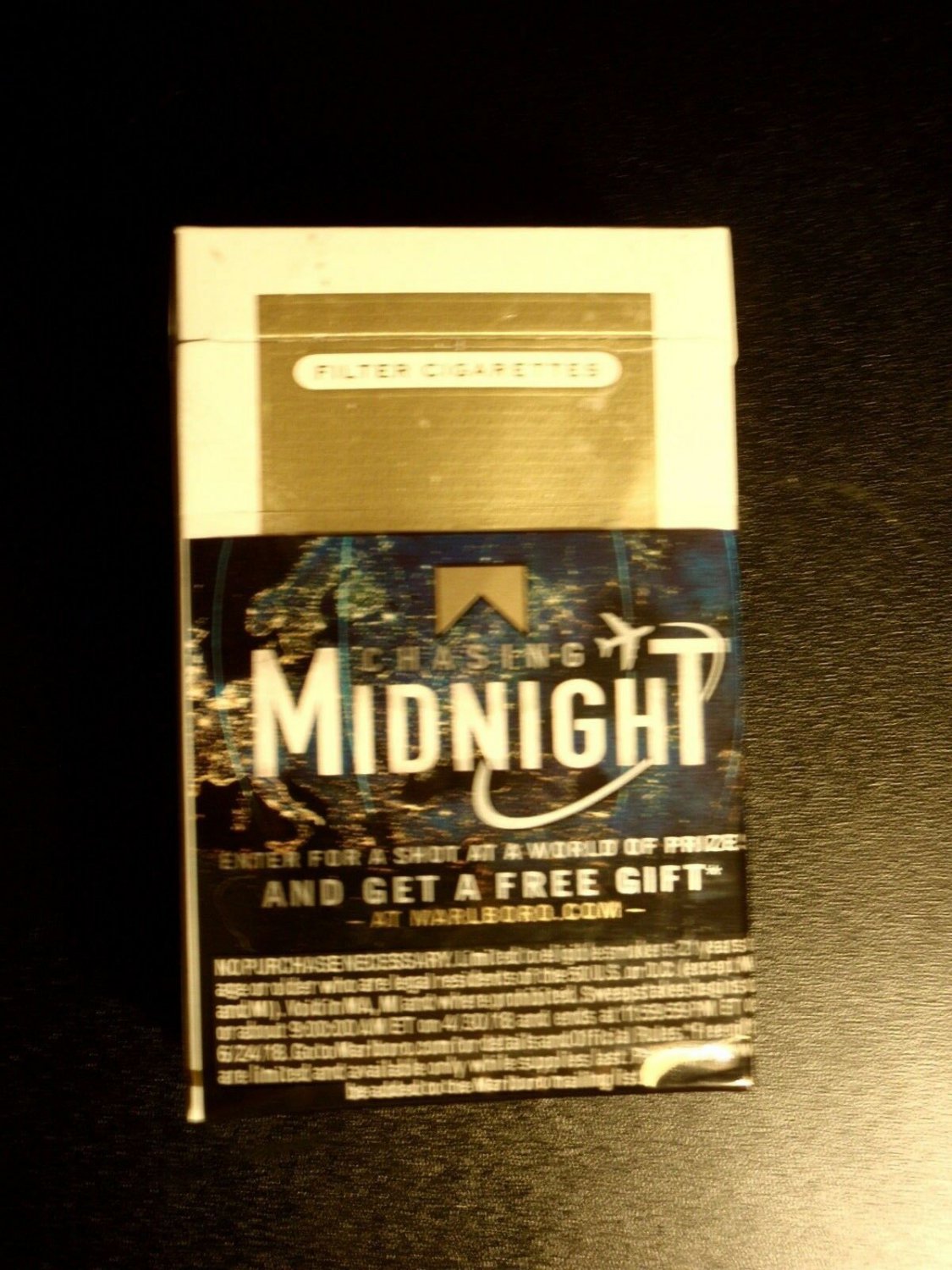 EMPTY Cigarette Collectible MARLBORO GOLD CHASING MIDNIGHT Virginia tax